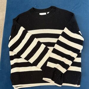 Cotton On Black and White Striped Crewneck Sweater